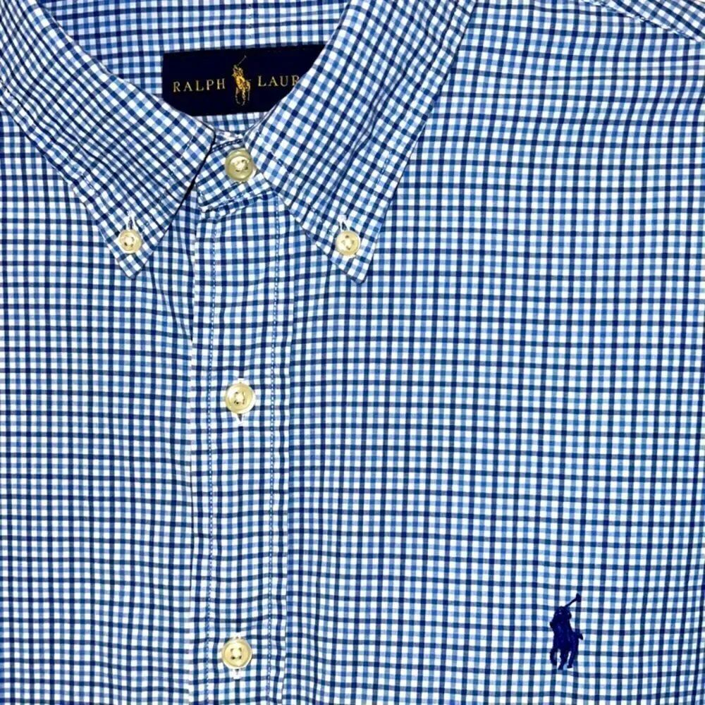 Ralph Lauren Men’s XL blue checked blue pony button down long sleeve shirt